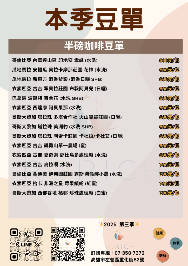 2025Q3 半磅咖啡豆單直